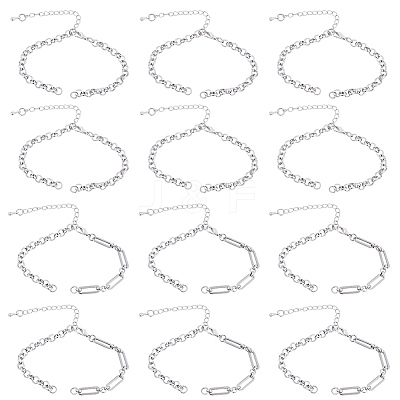 12Pcs 2 Styles 304 Stainless Steel Chain Bracelet Making AJEW-BM00003-1