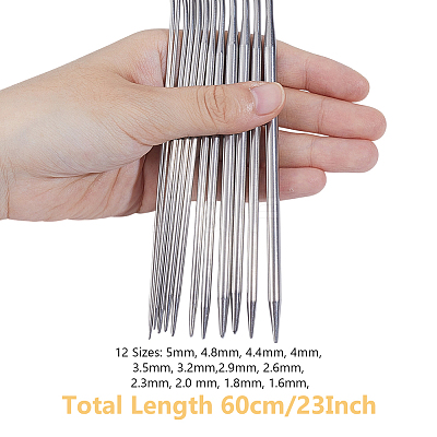 12 Styles Stainless Steel Wire Knitting Needles DIY-AR0004-93A-1