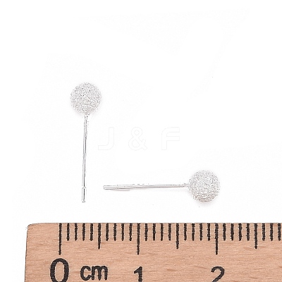 Textured 925 Sterling Silver Ball Stud Earrings X-EJEW-L202-004A-1