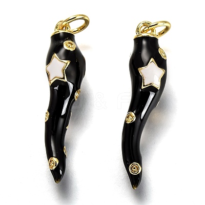 Brass Enamel Pendants KK-B026-15G-A-1
