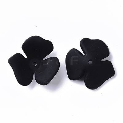 3-Petal Spray Painted Acrylic Bead Caps X-MACR-N007-01H-1