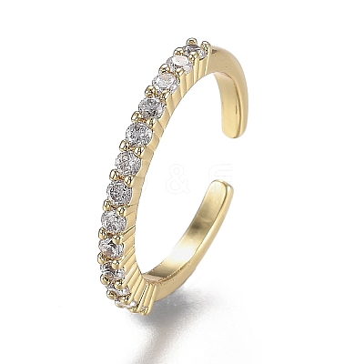 Adjustable Brass Micro Pave Clear Cubic Zirconia Cuff Rings X-ZIRC-Z002-11G-1