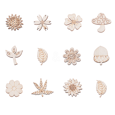 100Pcs Unfinished Wood Piece Decorations WOOD-CJ0001-54-1