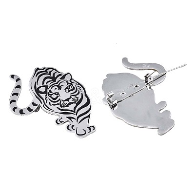 201 Stainless Steel Tiger Lapel Pin JEWB-N007-119P-1