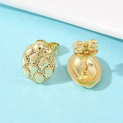 Brass Oval Stud Earrings EJEW-F400-24B-G-1