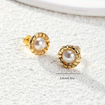 Elegant Flat Round 201 Stainless Steel Stud Earrings DL3437-1
