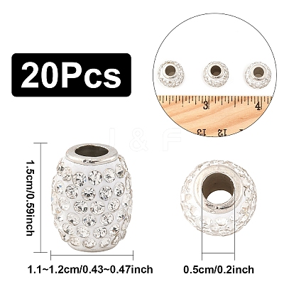 20Pcs Handmade Polymer Clay Rhinestone European Beads CPDL-YW0001-03-1