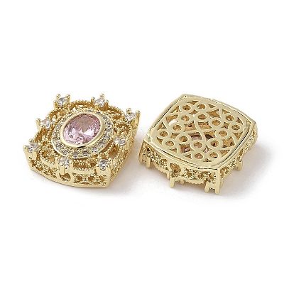 Brass Micro Pave Cubic Zirconia Beads X-KK-G491-36G-02-1