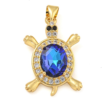 Tortoise Rack Plating Brass Micro Pave Cubic Zirconia Charms KK-G513-78A-07G-1