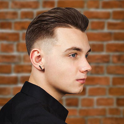 12 Pairs 4 Colors Fashionable 304 Stanless Steel Rectangle Bar Stud Earrings for Men Woman EJEW-AN0003-67-1