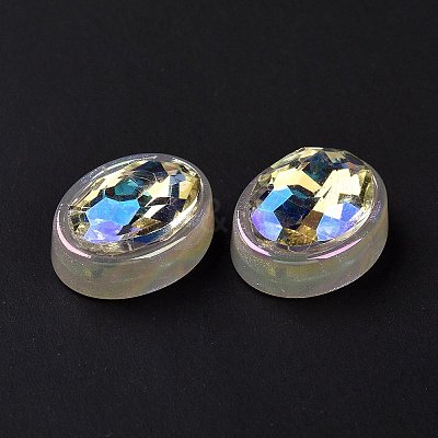 Rainbow Iridescent Plating Acrylic Cabochons OACR-E011-01-1