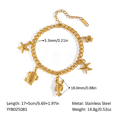 Summer Beach 304 Stainless Steel Charm Bracelets for Women SE9487-6-1