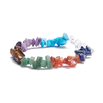 Natural & Synthetic Mixed Stone Chips Beads Stretch Bracelet BJEW-AL00003-20-1