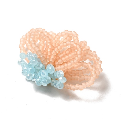 Glass Beads Braided Flower Cabochons GLAA-F120-01D-1