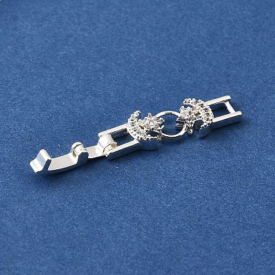 Brass Micro Pave Clear Cubic Zirconia Fold Over Clasps KK-R222-05S-1