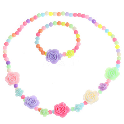 Acrylic Beaded Bracelets & Neckkaces Sets for Women WH-WGCF3E6-01-1
