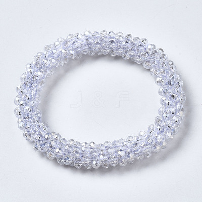 Faceted Transparent Glass Beads Stretch Bracelets BJEW-S144-002C-06-1