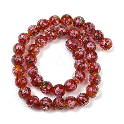 Handmade Glod Sand Lampwork Beads Strands LAMP-B028-03C-10mm-1