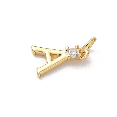 Brass Micro Pave Clear Cubic Zirconia Charms KK-A273-01G-1