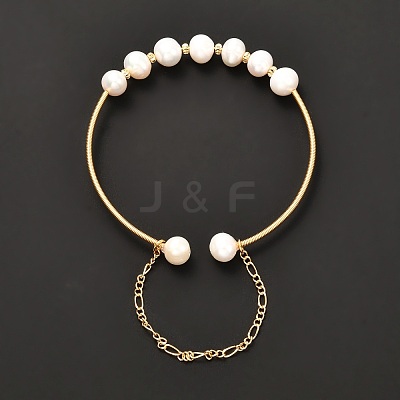 Natural Pearl Bead Bangle for Girl Women BJEW-JB06829-1