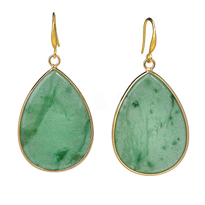 Natural Green Aventurine Teardrop Dangle Earrings FS-WG5CAE0-03-1