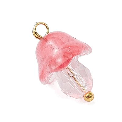 Mushroom Transparent Glass Pendants PALLOY-JF03654-01-1