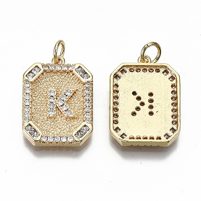 Brass Micro Pave Clear Cubic Zirconia Pendants KK-S356-234K-G-NF-1