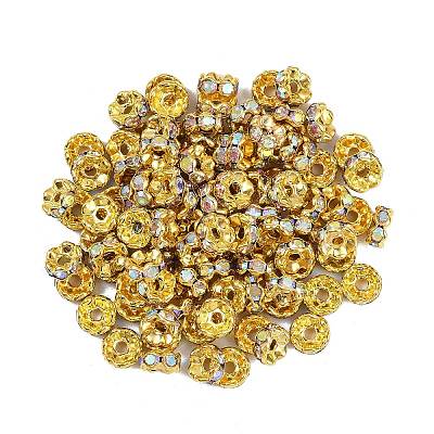 Brass Rhinestone Spacer Beads RSB028NF-02G-1