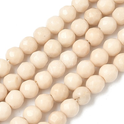 Natural Fossil Beads Strands G-K209-05D-4mm-1