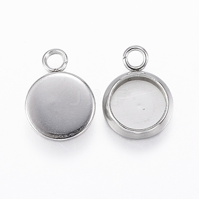 Tarnish Resistant 304 Stainless Steel Pendant Cabochon Settings STAS-E146-18P-6mm-1