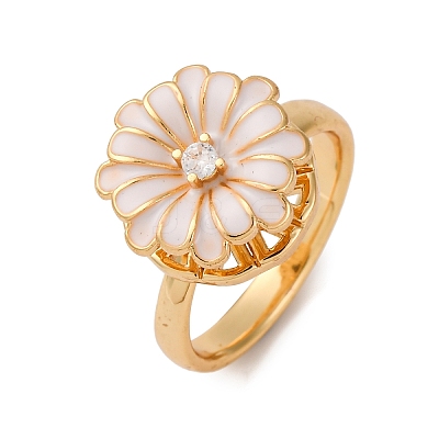 Brass Micro Pave Cubic Zirconia Rotating Finger Rings RJEW-S636-04G-1