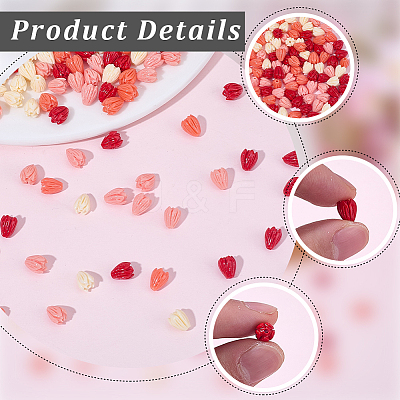 100Pcs 4 Styles Dyed Synthetic Coral Beads CORA-SP0001-18-1