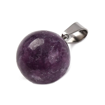 Round Natural Lepidolite Pendants G-Q434-20-1