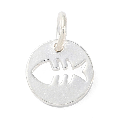 925 Sterling Silver Hollow Fish Charms with Jump Rings LS-STER-E071-01S-08-1