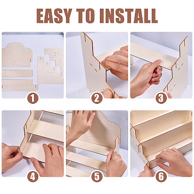 4-Tier Wood Display Riser Stands for Greeting Cards ODIS-GL0001-10-1