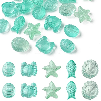 25Pcs 5 Style Ocean Themed Transparent Glass Beads Sets GLAA-YW0003-40B-1