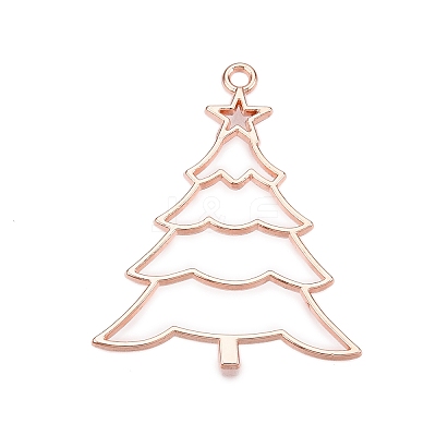 Rack Plating Alloy Open Back Bezel Pendants X-PALLOY-Q351-10RG-FF-1