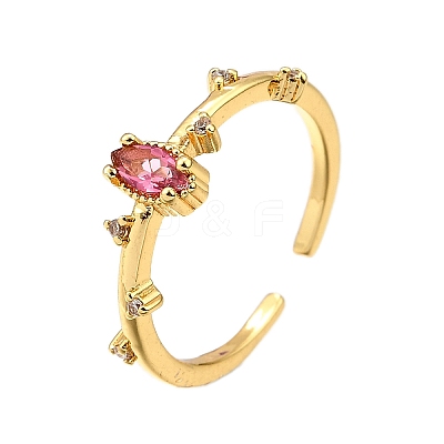 Brass Micro Pave Cubic Zirconia Cuff Rings for Women RJEW-H247-24G-1