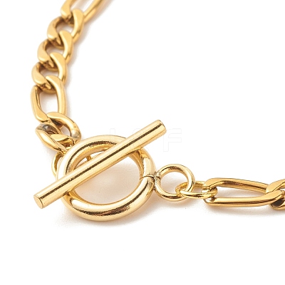 304 Stainless Steel Figaro Chain Bracelet with Toggie Clasp for Women BJEW-JB07690-1