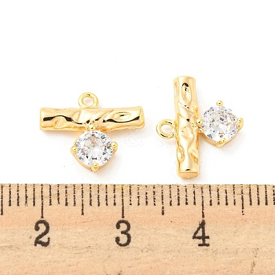 Brass Micro Pave Cubic Zirconia Charms X-KK-Q809-13G-1
