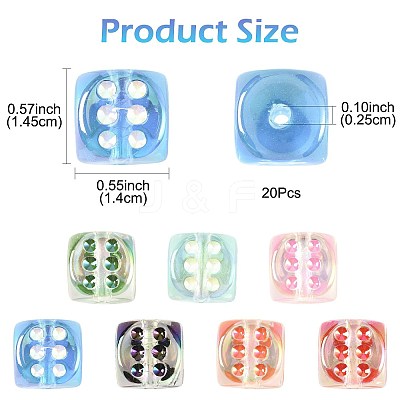 20Pcs UV Plating Transparent Acrylic Beads OACR-FS0002-39-1