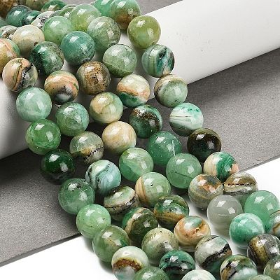 Natural Green Line Jasper  Beads Strands G-B128-A03-04-1