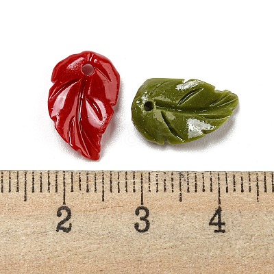 Synthetic Coral Dyed Leaf Charms CORA-Q034-02-1