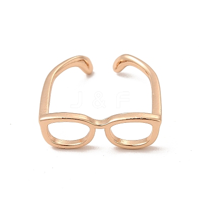 Brass Glasses Frame Open Cuff Ring for Women RJEW-F140-140KCG-1