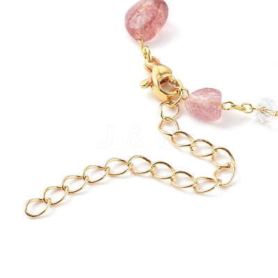 Nuggets Natural Strawberry Quartz Beaded Bracelet Makings AJEW-JB00953-03-1