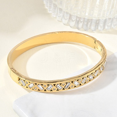 304 Stainless Steel & Rhinestone Hinged Bangles for Women BJEW-Z178-03G-1
