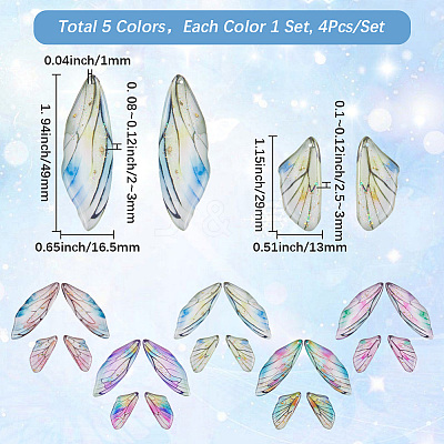 5 Sets 5 Colors Epoxy Resin Pendants RESI-SC0006-20-1