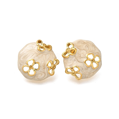 304 Stainless Steel Enamel Stud Earrings EJEW-S254-02B-G-1