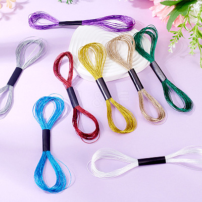 8 Skeins 8 Colors 6-Ply Polyester Metallic Embroidery Floss DIY-TAC0020-73-1