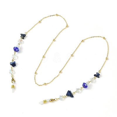 4Pcs 4 Style Natural Mixed Gemstone Chips & Lampwork Mushroom Beaded Eyeglasses Chains Set AJEW-TA00020-1